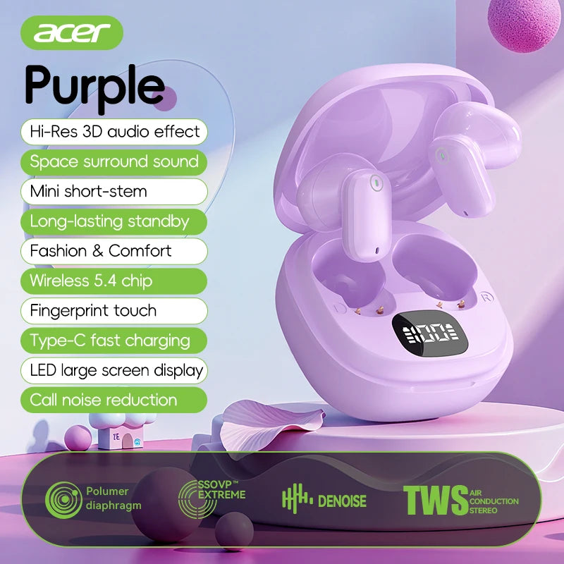 [Official Acer Product] Ohr501 Wireless Bluetooth Earphones In-Ear Design Comfortable for Wearing Sports Running Fitness Mobile Phone Tablet Laptop Multi-Device Compatible Recommended Gift for Lovers