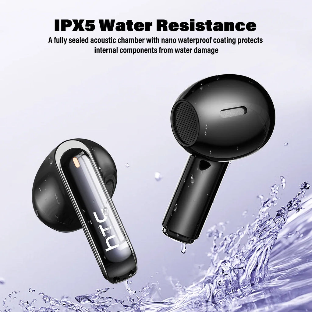 HTC NE70 Bluetooth V6.0 Headphones Smart Touchscreen Wireless Earphones AI Translator Earbuds Gaming Earbuds HD Bass