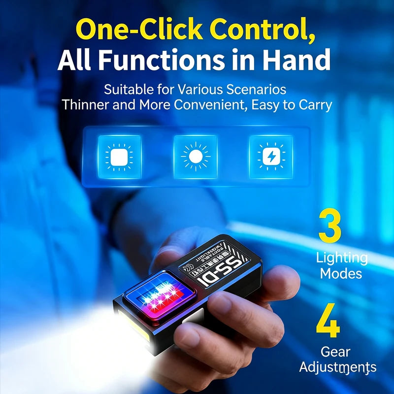 LED COB Flashlight Type C Rechargeable Portable Mini Torch Pocket Lantern Flood Work Light with Clip Magnet For Emergency