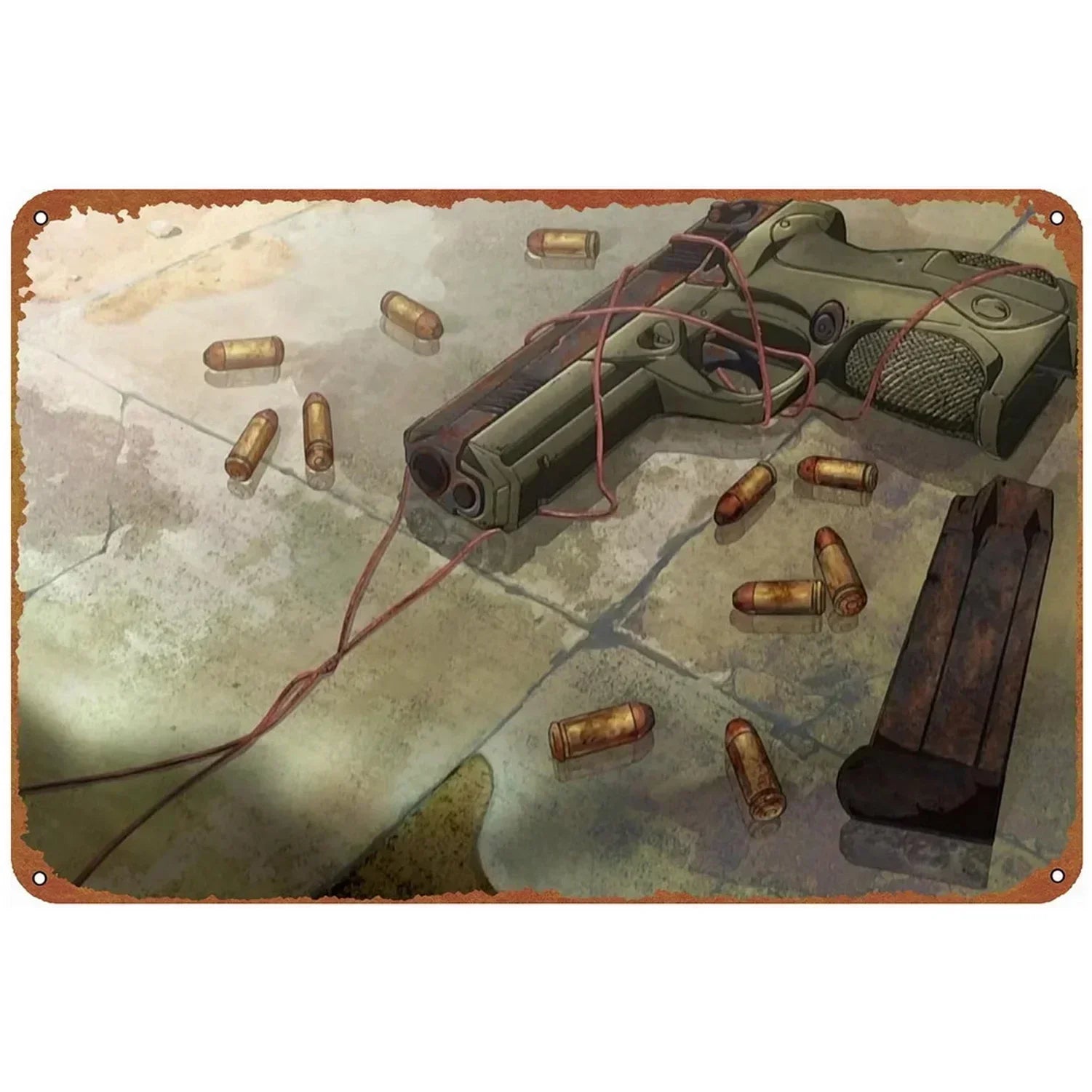 2D Metal Decor Exquisitely Designed Pistol Metal Signs: Embodying Military Sophistication, These Are the Ideal Wall Decor