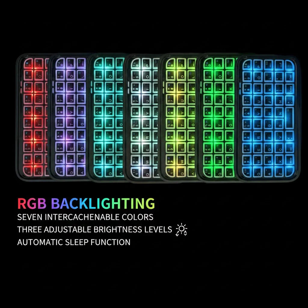 Mini Rechargeable Type-C Dual-Mode (Bluetooth + Wired) RGB Backlight Keyboard Pocket Portable 49 Keys for Tablets Smartphones