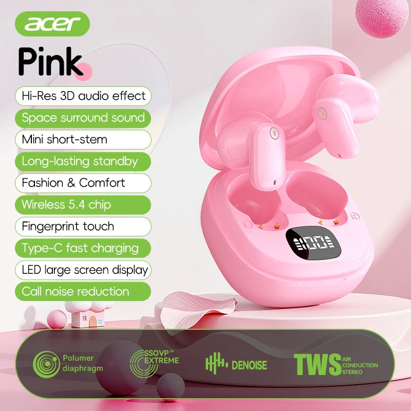 [Official Acer Product] Ohr501 Wireless Bluetooth Earphones In-Ear Design Comfortable for Wearing Sports Running Fitness Mobile Phone Tablet Laptop Multi-Device Compatible Recommended Gift for Lovers