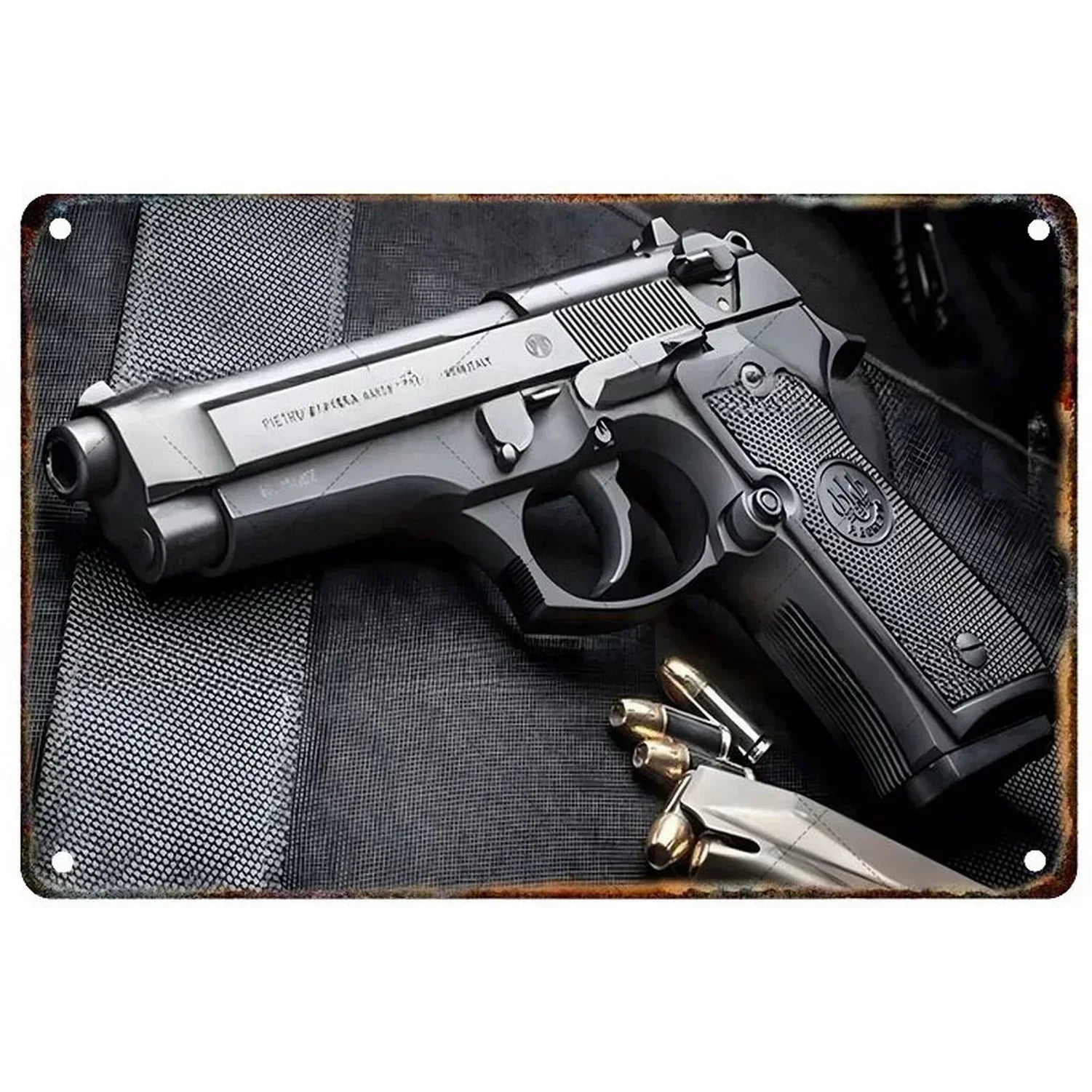 2D Metal Decor Exquisitely Designed Pistol Metal Signs: Embodying Military Sophistication, These Are the Ideal Wall Decor