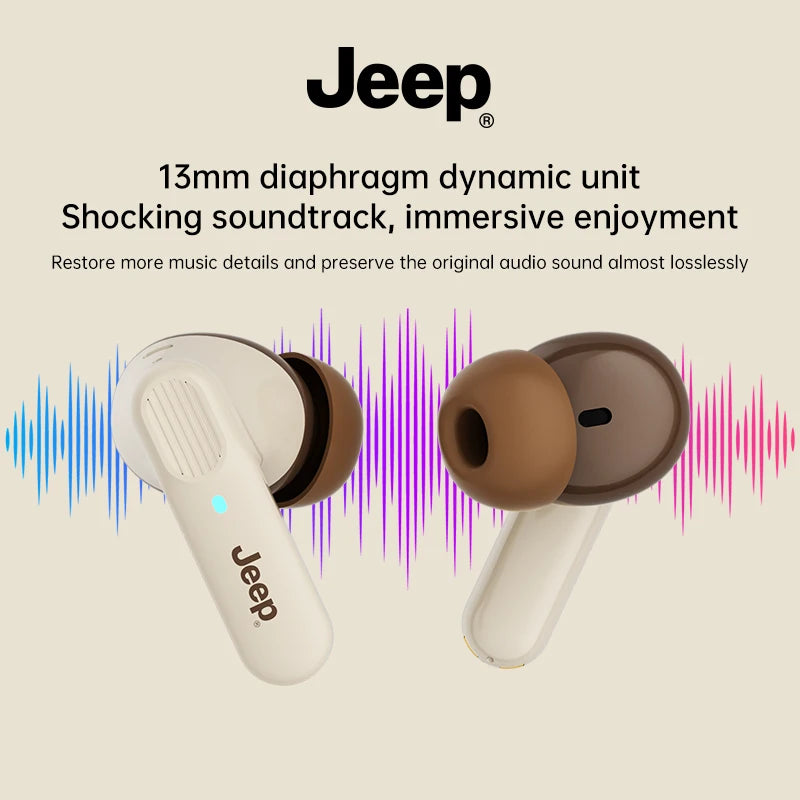 Jeep EW133 TWS Earphones Bluetooth 5.4 Noise Reduction Gaming Low Latency Earbuds HD Call With Mic Sports Headphones
