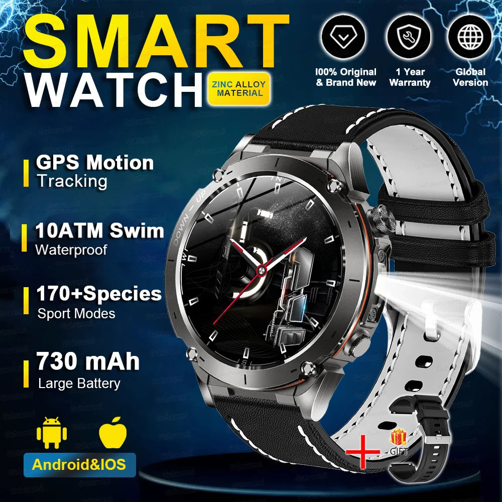 2025 NEW Dual-band GPS Outdoor Swim Sport Smart Watch Men Compass 730mAh Large Battery 10ATM Professional Waterproof Smart Watch