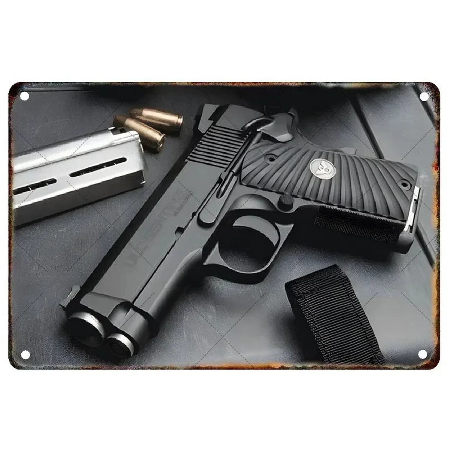 2D Metal Decor Exquisitely Designed Pistol Metal Signs: Embodying Military Sophistication, These Are the Ideal Wall Decor