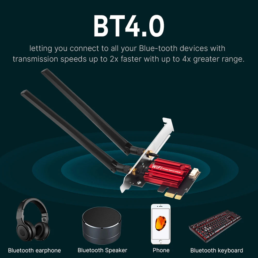 FENVI WiFi 5 PCI-E Wireless Adapter AC1200 Network Card Dual Band 2.4G/5GHz 802.11AC For Bluetooth 4.0 Desktop Windows 7/8/10/11