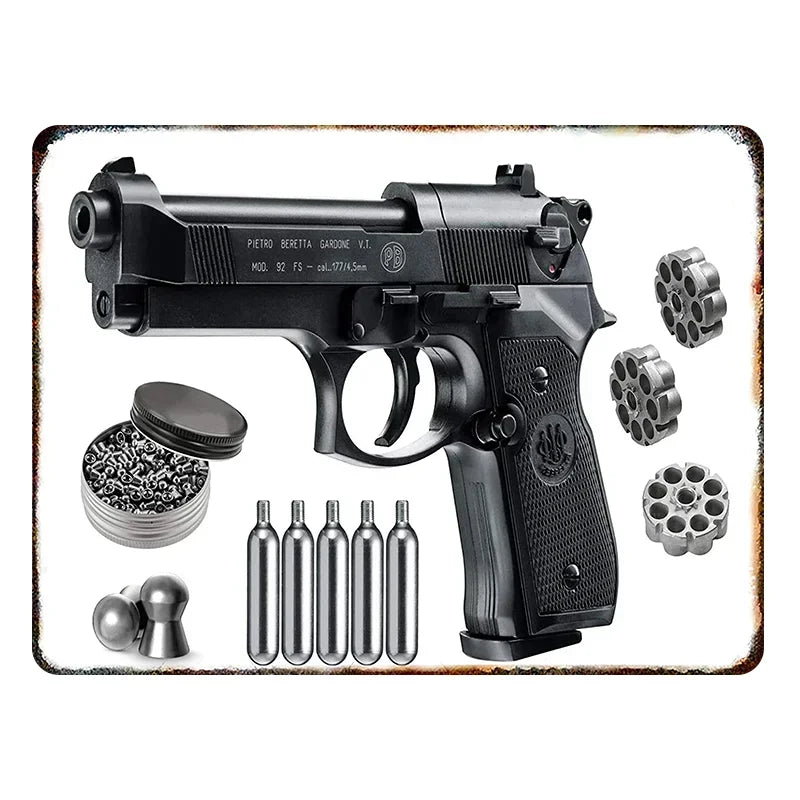 Vintage HD Pistol Metal Tin Sign, Retro Wall Decor for Home Bar Club Man Cave