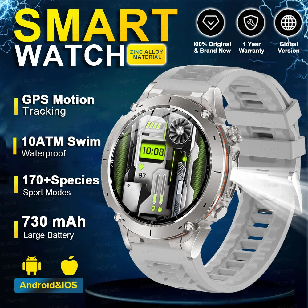 2025 NEW Dual-band GPS Outdoor Swim Sport Smart Watch Men Compass 730mAh Large Battery 10ATM Professional Waterproof Smart Watch