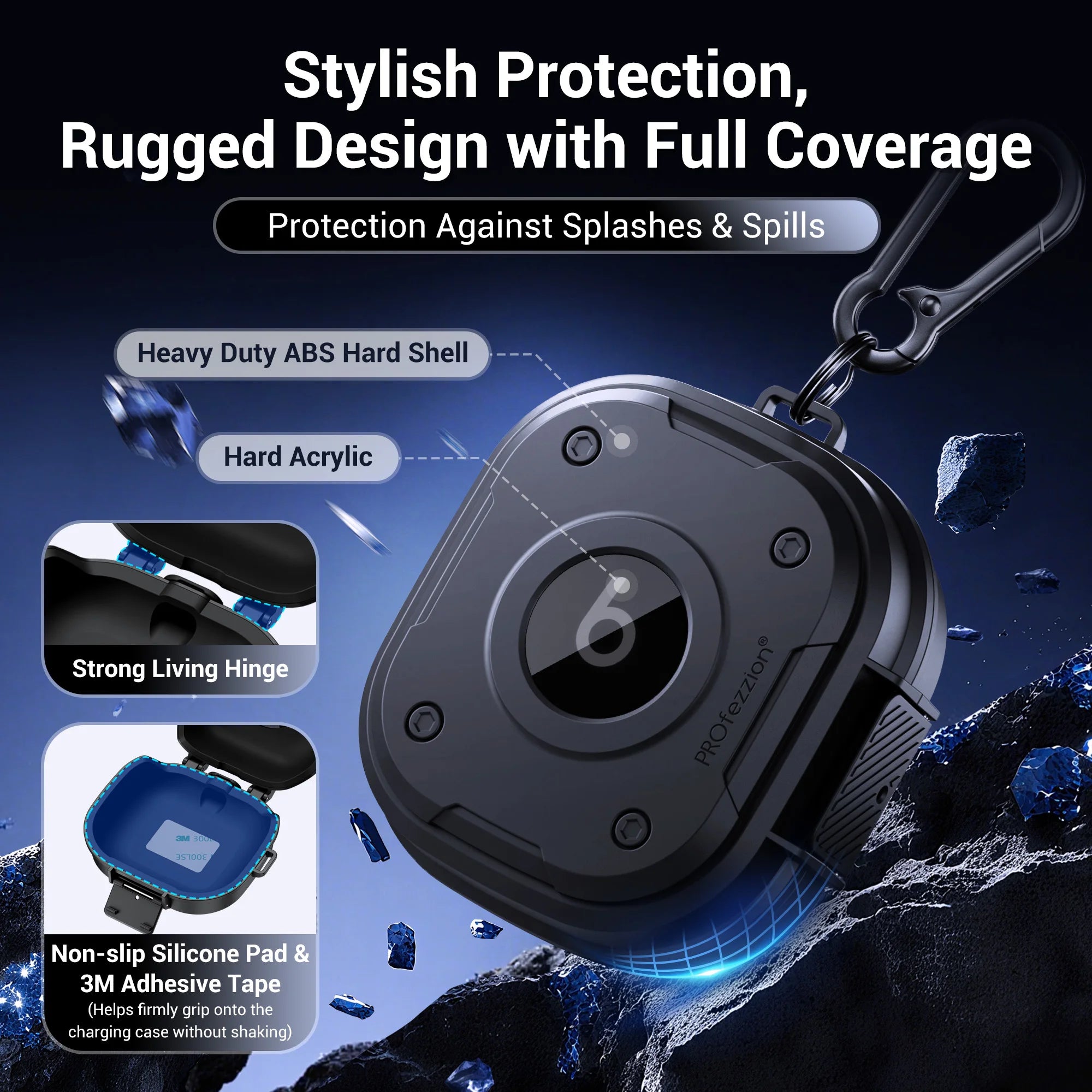 For Beats Powerbeats Pro 2 Case Cover Protective Earbuds Case for Powerbeats Pro 2 2025 Carry Case with Keychain Carabiner