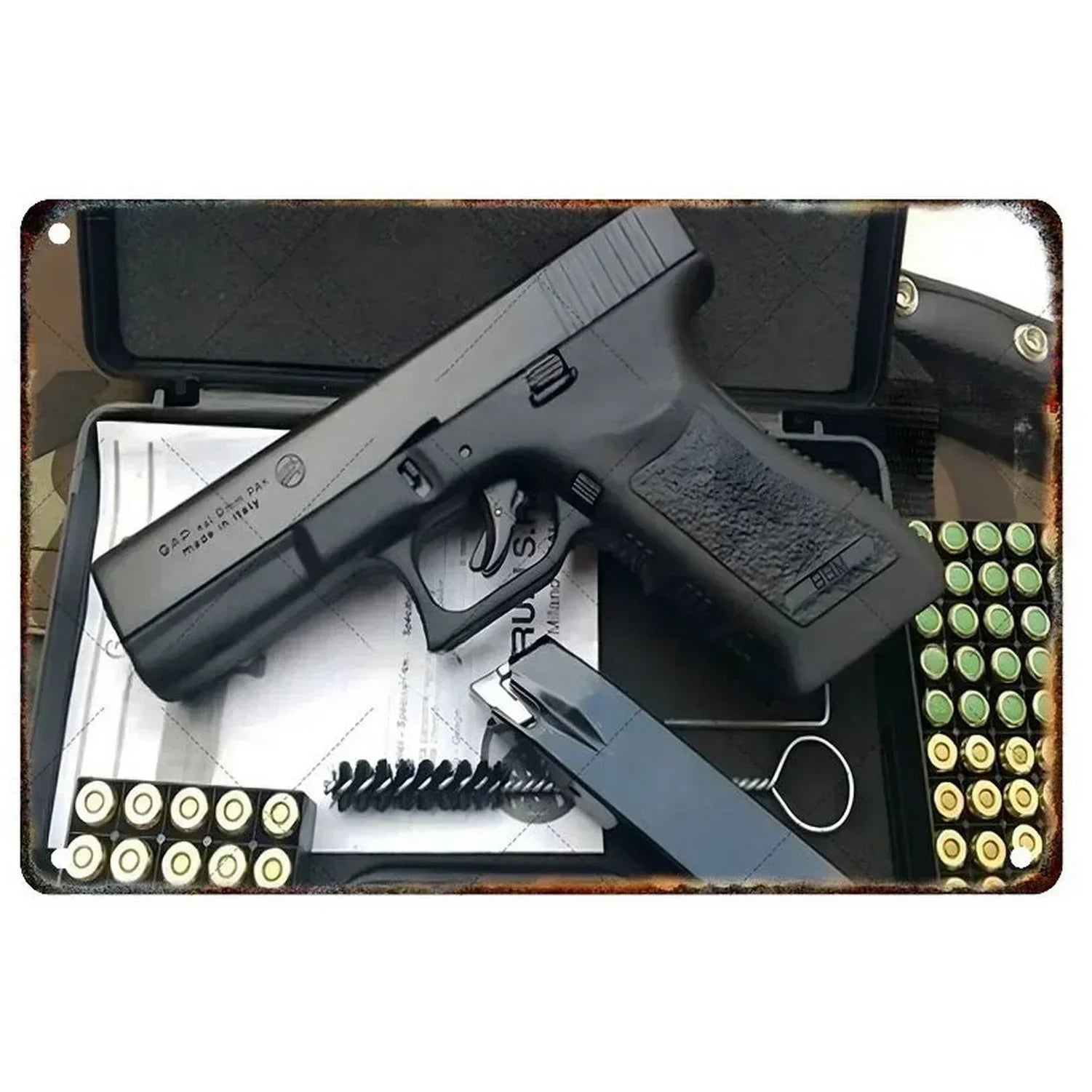 2D Metal Decor Exquisitely Designed Pistol Metal Signs: Embodying Military Sophistication, These Are the Ideal Wall Decor