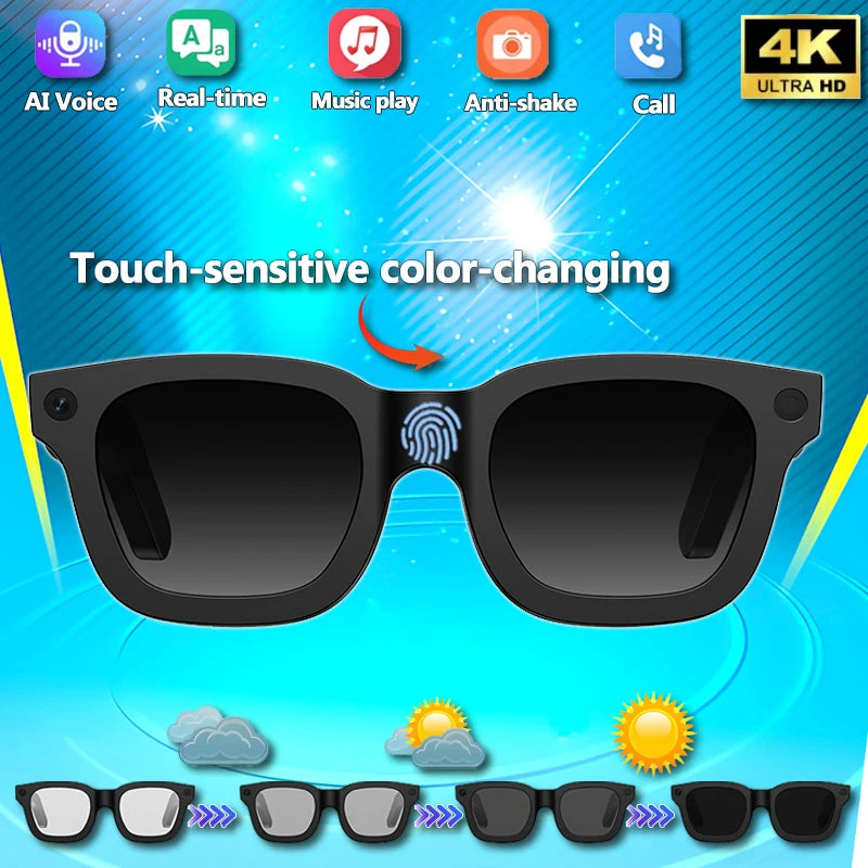 New 2026 Sunglasses Smart Glasses 800W Camera Recording Video AI Photo Recognition Answer Translation 320mAh Music Smart Glasses