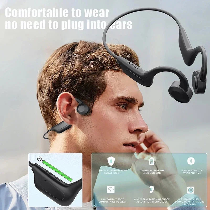 Hot Bone Conduction Swimming Headphones Bluetooth 5.4 IPX8 Waterproof Not In-Ear Wireless Plug-in Card Sports Headphones New