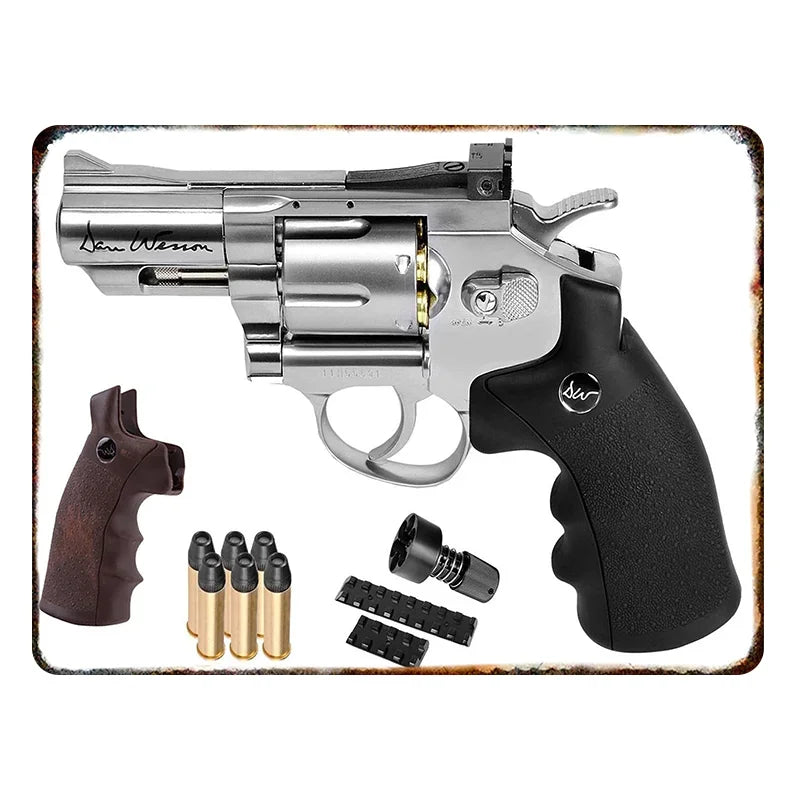 Vintage HD Pistol Metal Tin Sign, Retro Wall Decor for Home Bar Club Man Cave