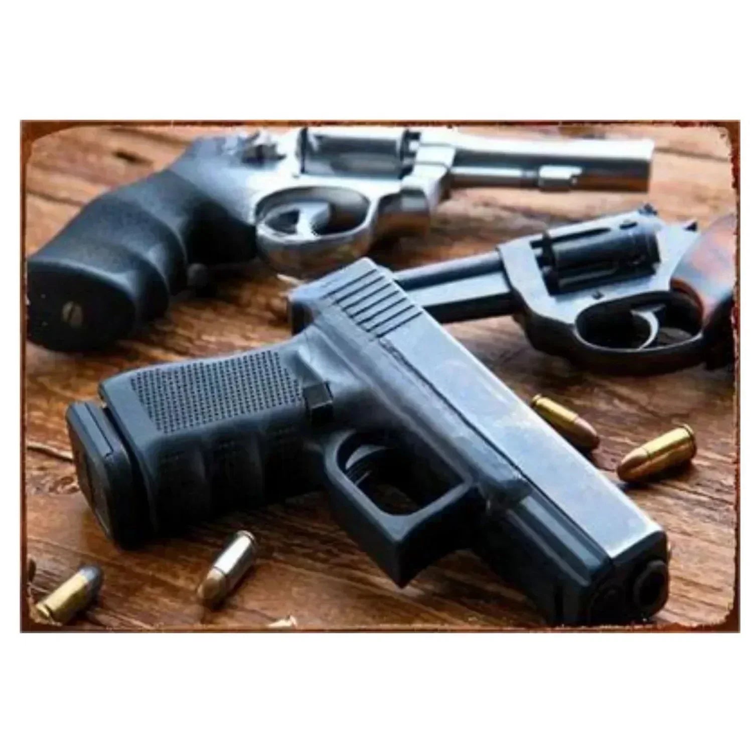 2D Metal Decor Exquisitely Designed Pistol Metal Signs: Embodying Military Sophistication, These Are the Ideal Wall Decor